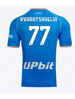 Billige SSC Napoli Khvicha Kvaratskhelia #77 Hjemmedrakt 2023-24 Kortermet